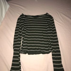 cotton on green striped crop tee